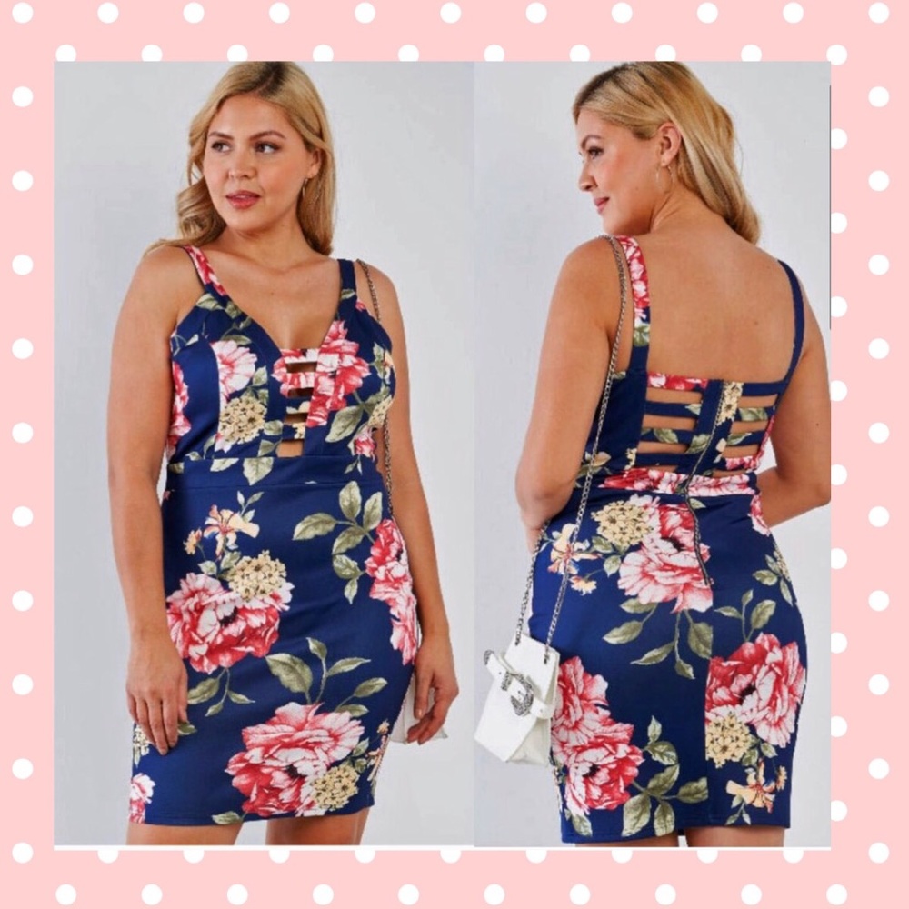 Misses PLUS Navy Floral Bodycon see all pics
